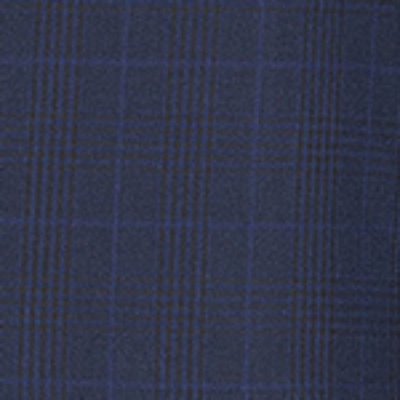 Luxurious Men's Double-Breasted Glen Plaid Suit-Navy - Picture 2 of 2